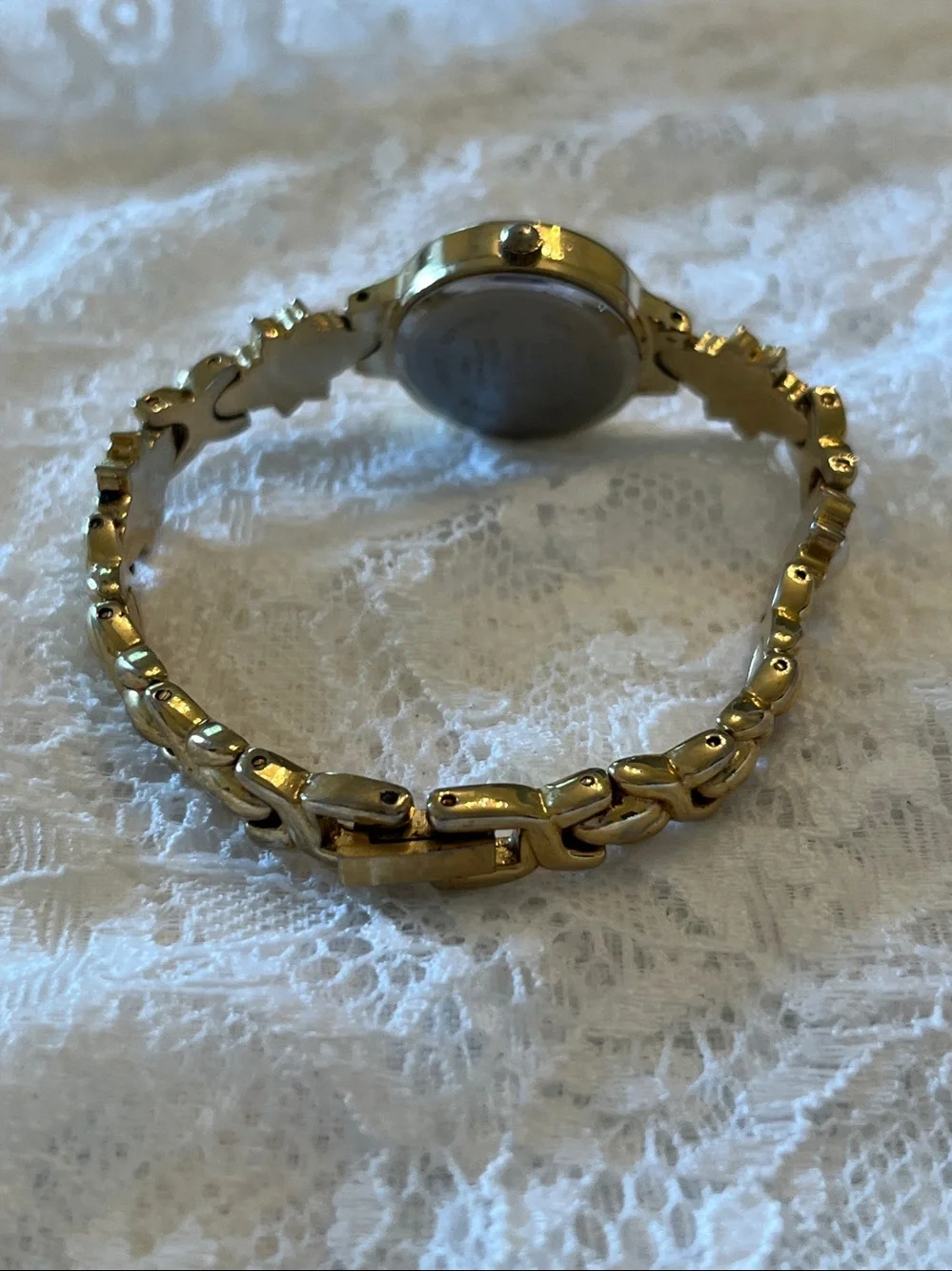 Gold-Tone Women’s Bracelet Watch with Pearl Accents